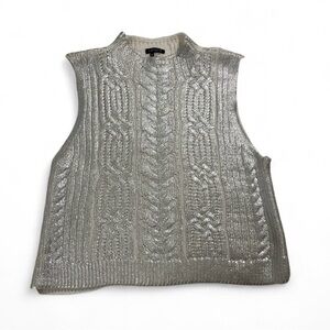 1. State Women’s Metallic Gray Cable Knit Sweater Vest
